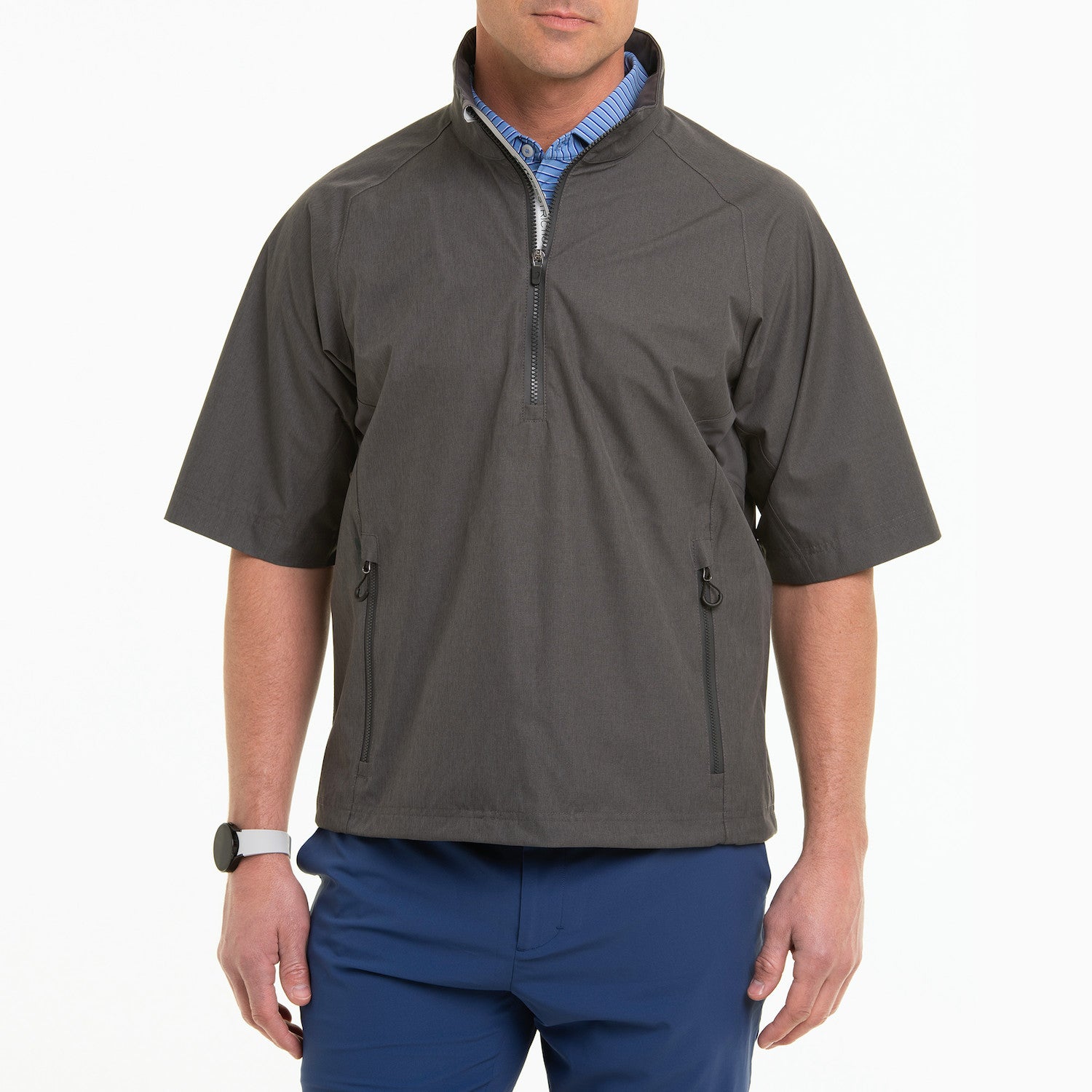 Power Torque Short Sleeve Quarter Zip - CHARCOAL MELANGE