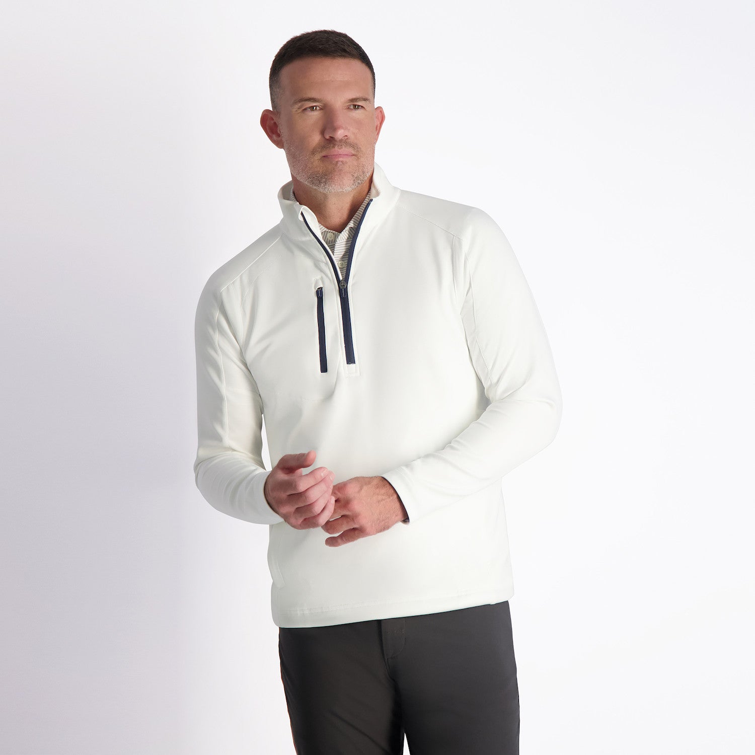 Z500 Quarter Zip - WHITE/NAVY