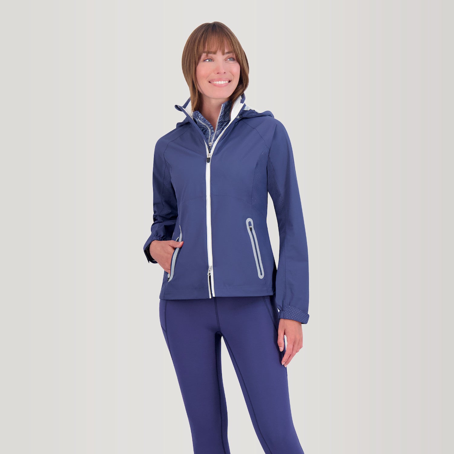 Hooded Olivia Jacket - STORM/WHITE