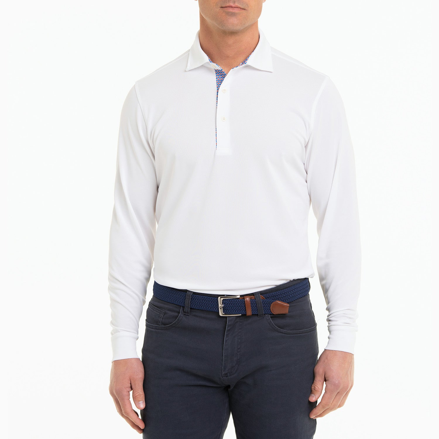 Mchugh Long Sleeve Polo - WHITE/BLEU