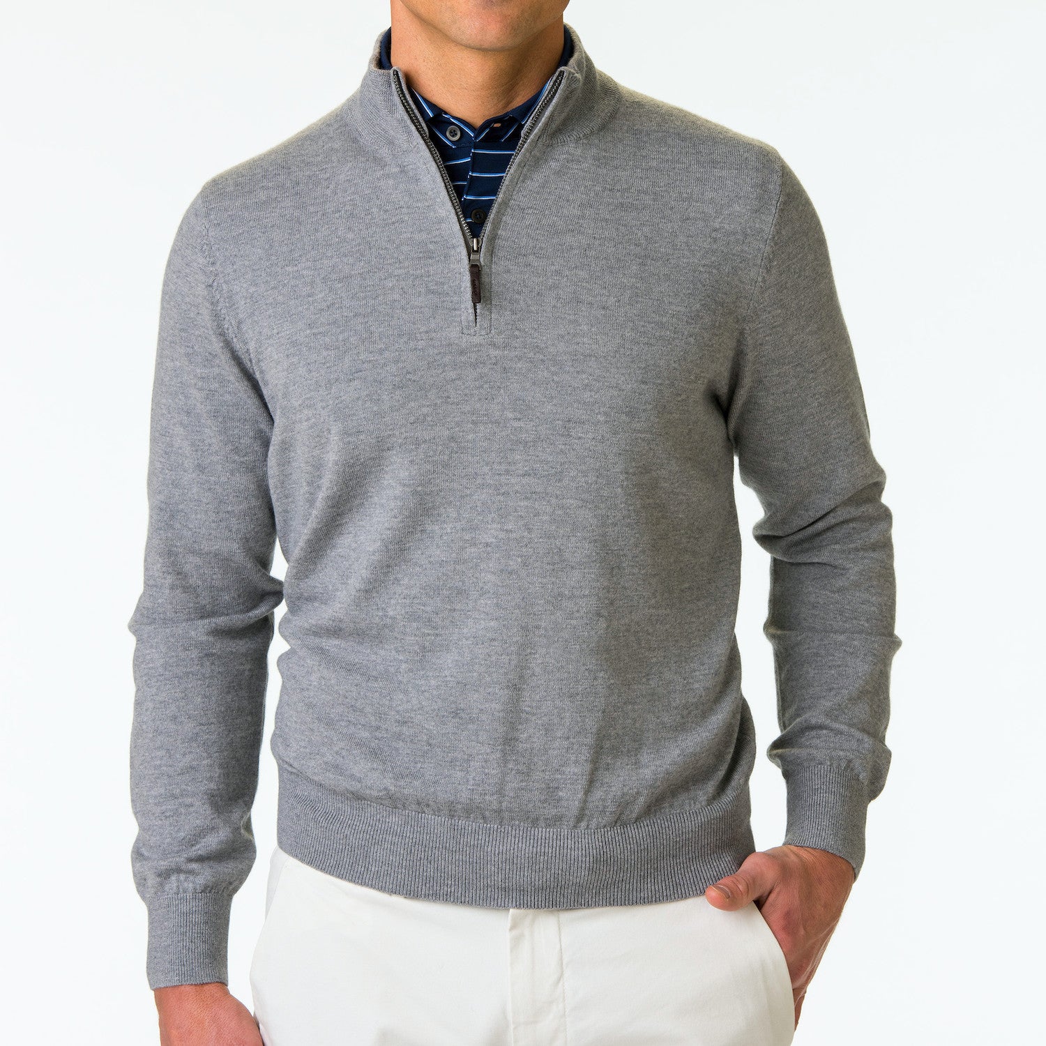Baruffa Merino Long Sleeve 1/4 Zip Windshirt - LIGHT CHARCOAL