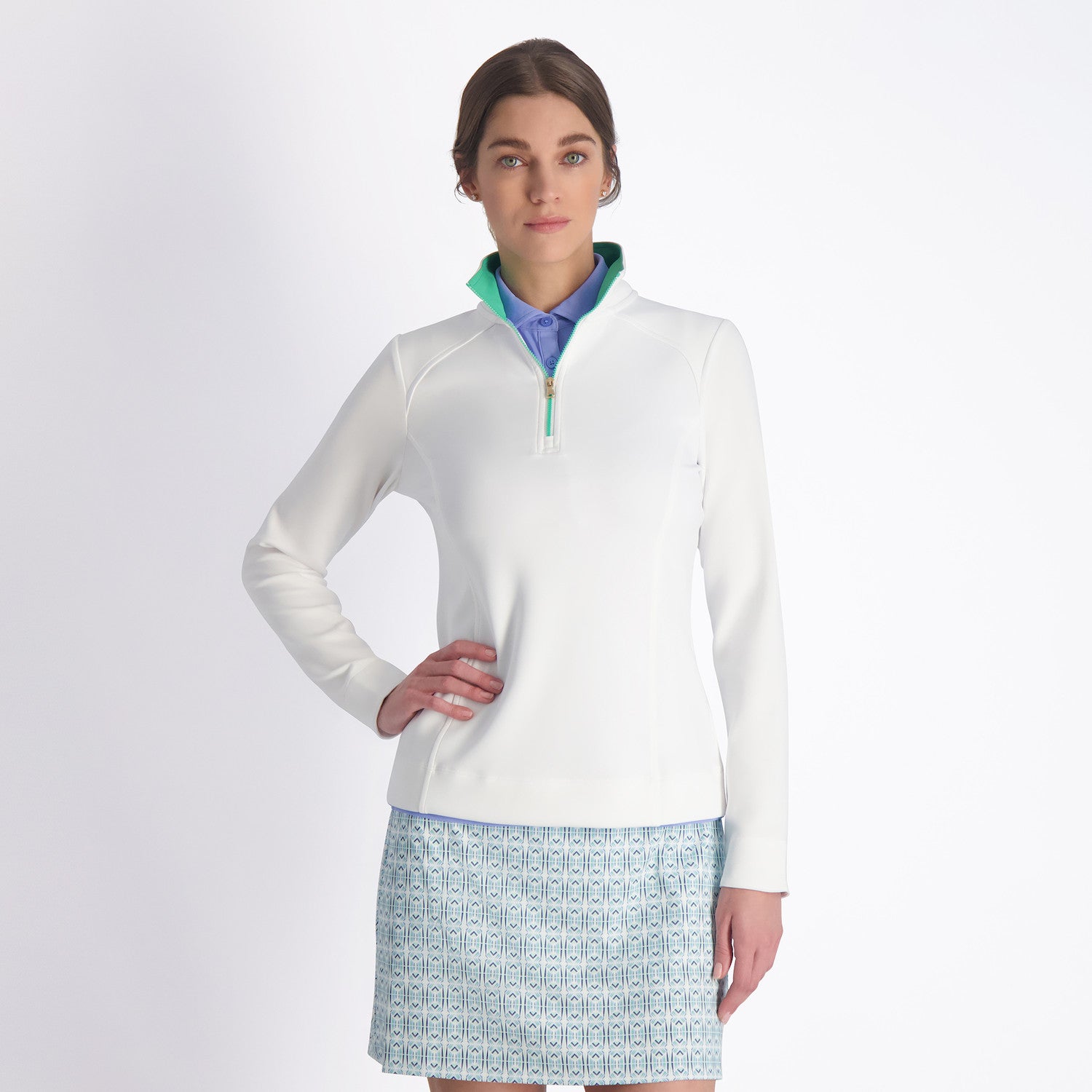 Wells Quarter Zip - WHITE/PALMETTO