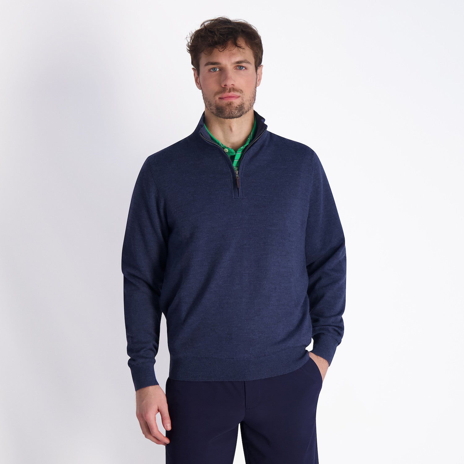 Baruffa Merino Long Sleeve 1/4 Zip Windshirt - UNION HEATHER