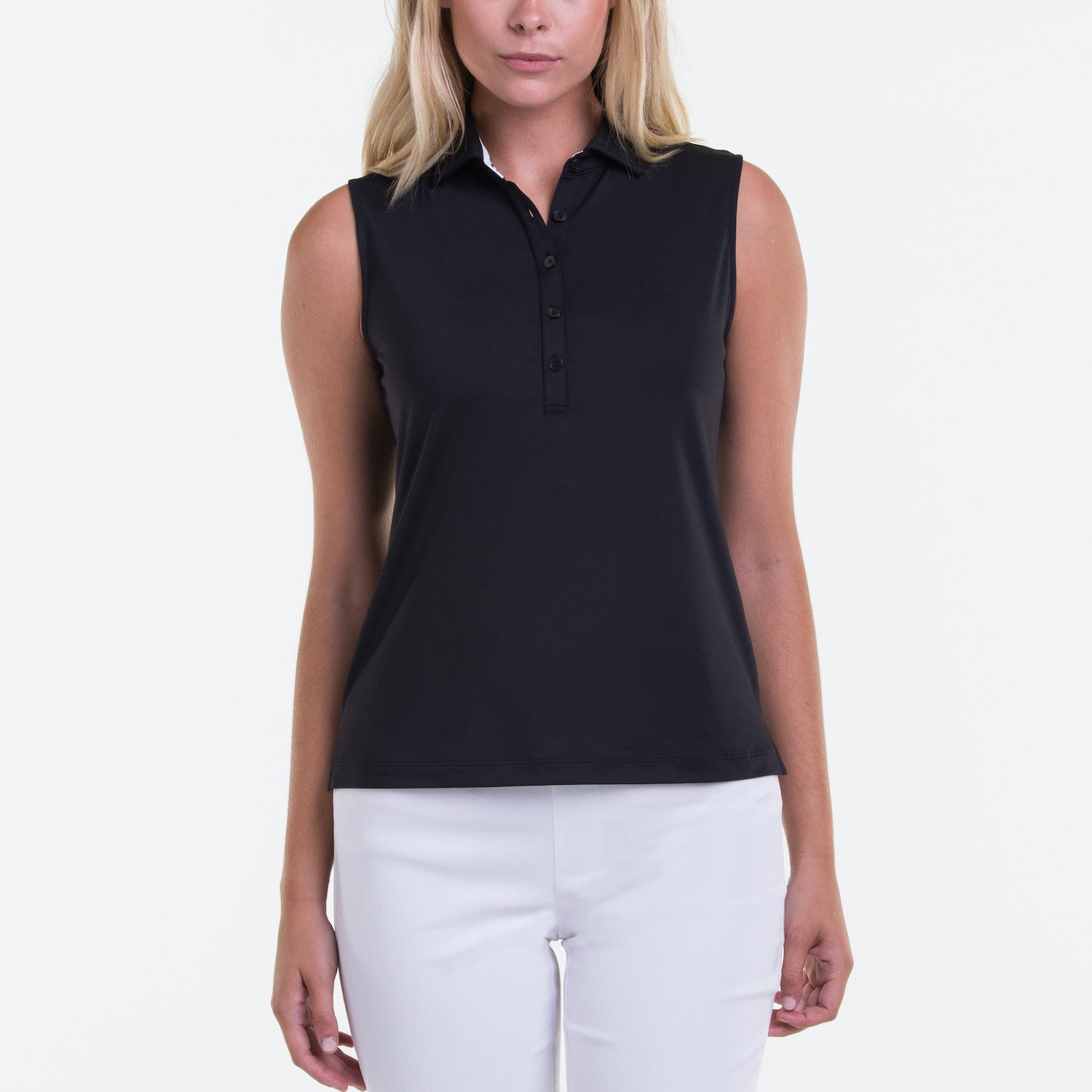 Sleeveless Charlotte Jersey Polo - BLACK