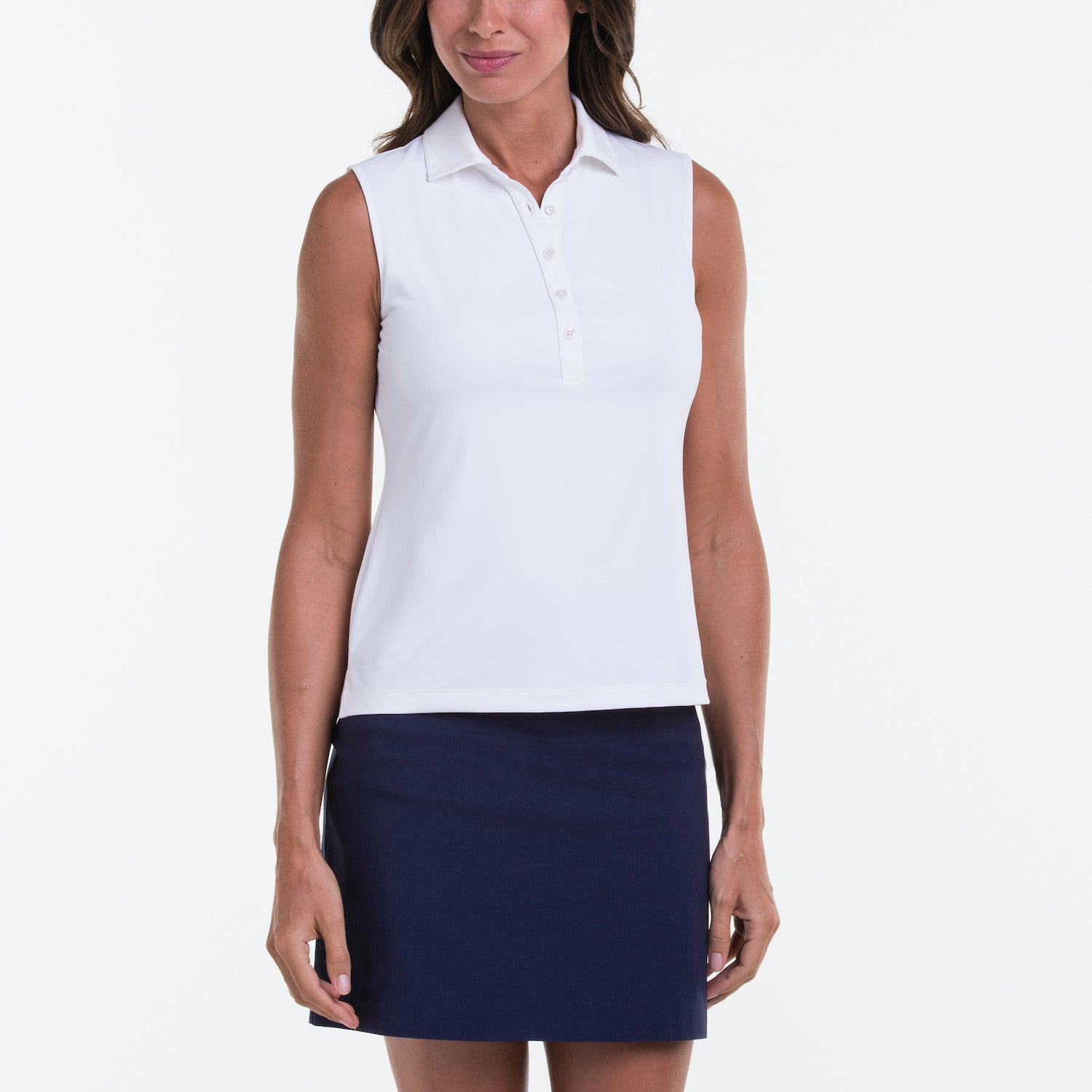 Sleeveless Charlotte Jersey Polo - WHITE