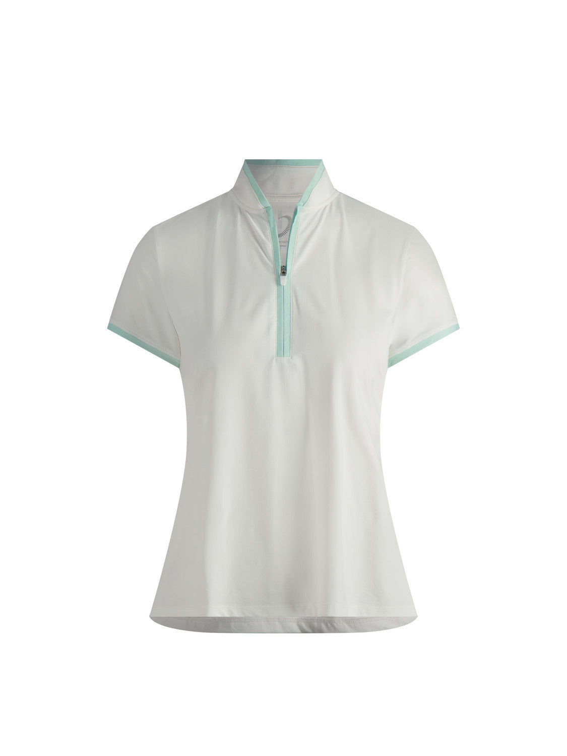 CHLOE CAP SLV ZIP MOCK - WHITE/COOL RUSH