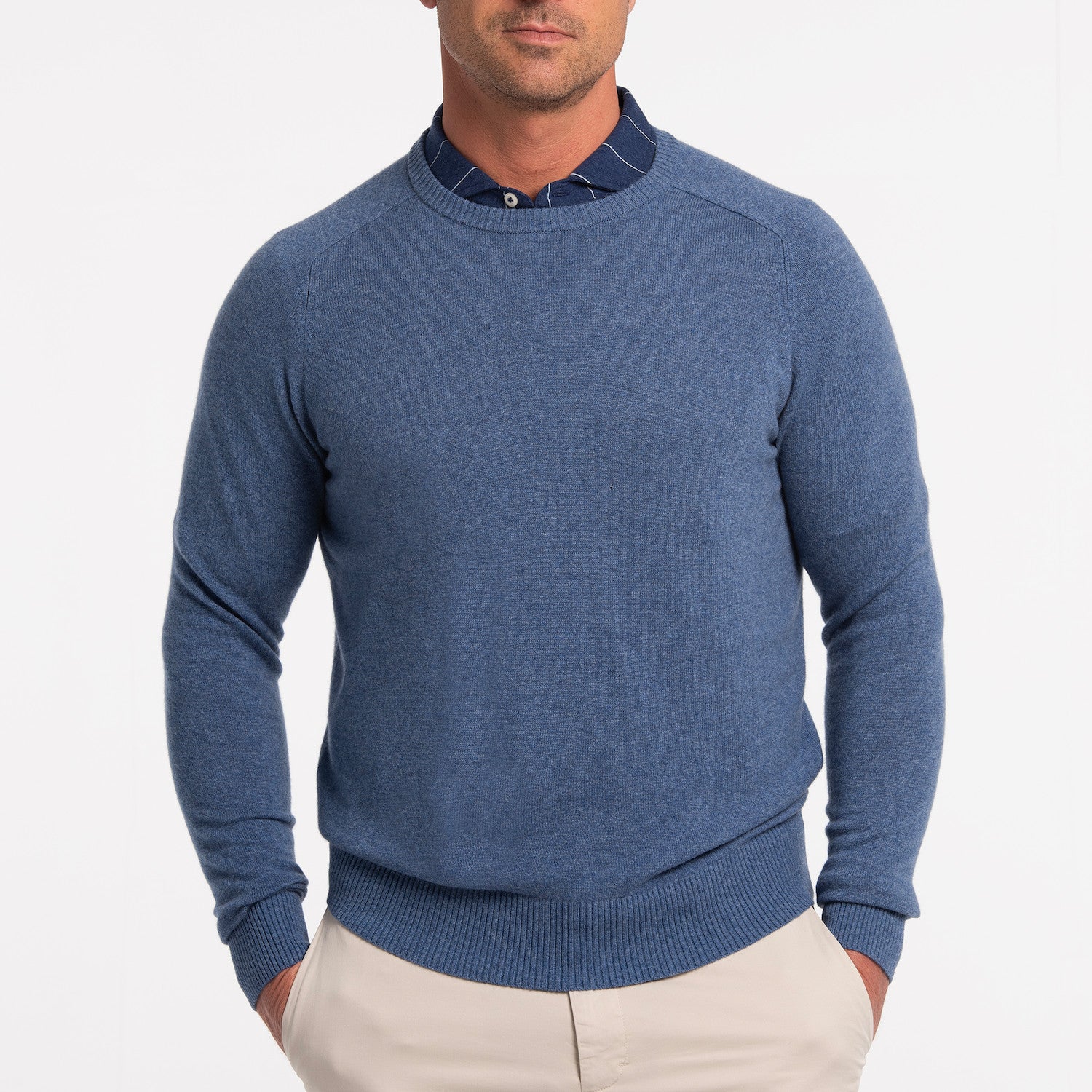 007 Cashmere Crewneck - BLUEPRINT HEATHER