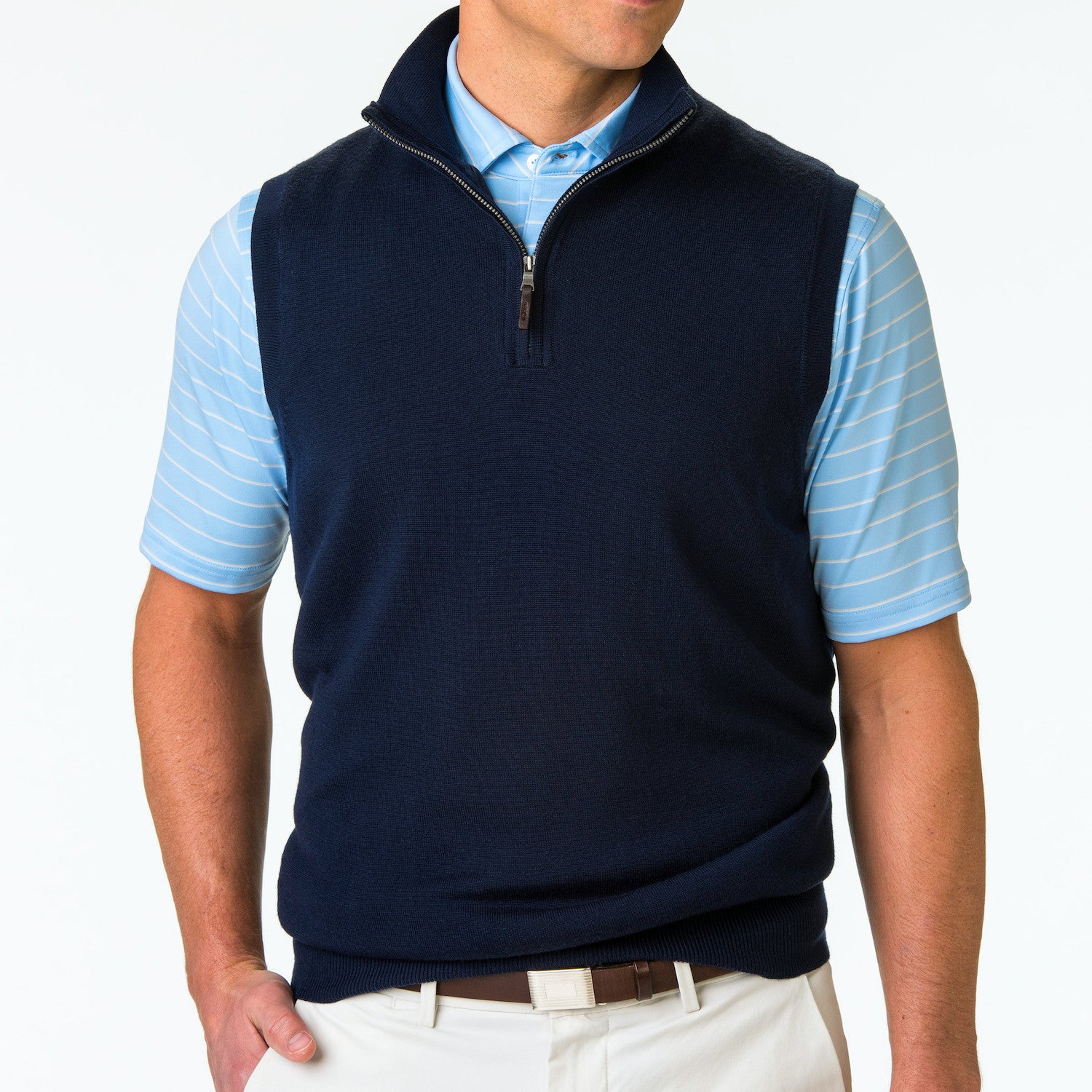 Baruffa Merino 1 4 vest - NAVY