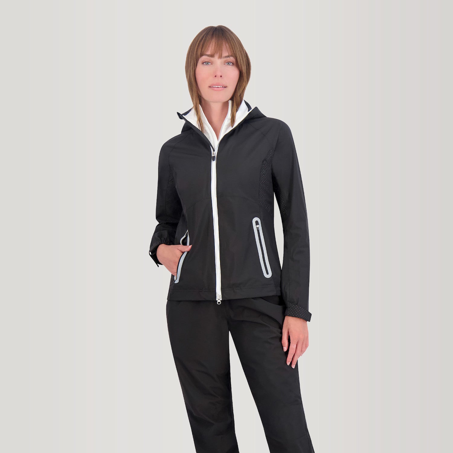 Hooded Olivia Jacket - BLACK/METALLIC SILVER