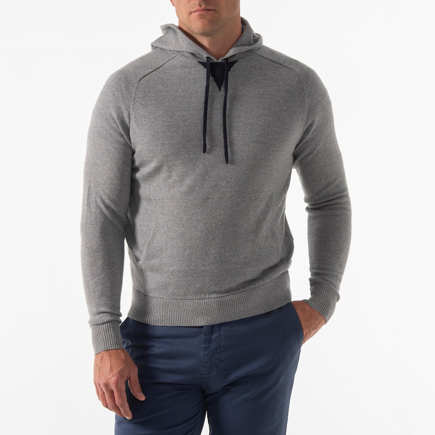 Finn Merino Hoodie - GREY HEATHER/NAUTI