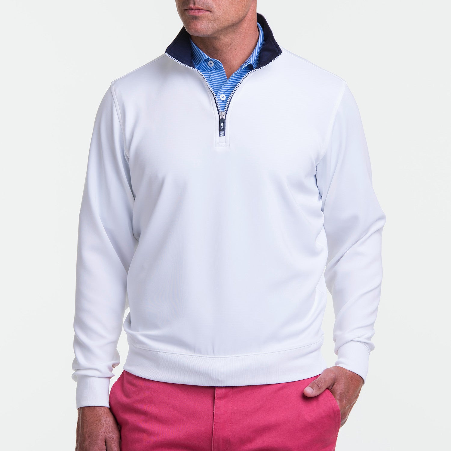 Caves Long Sleeve 1/4 Zip Pullover - WHITE