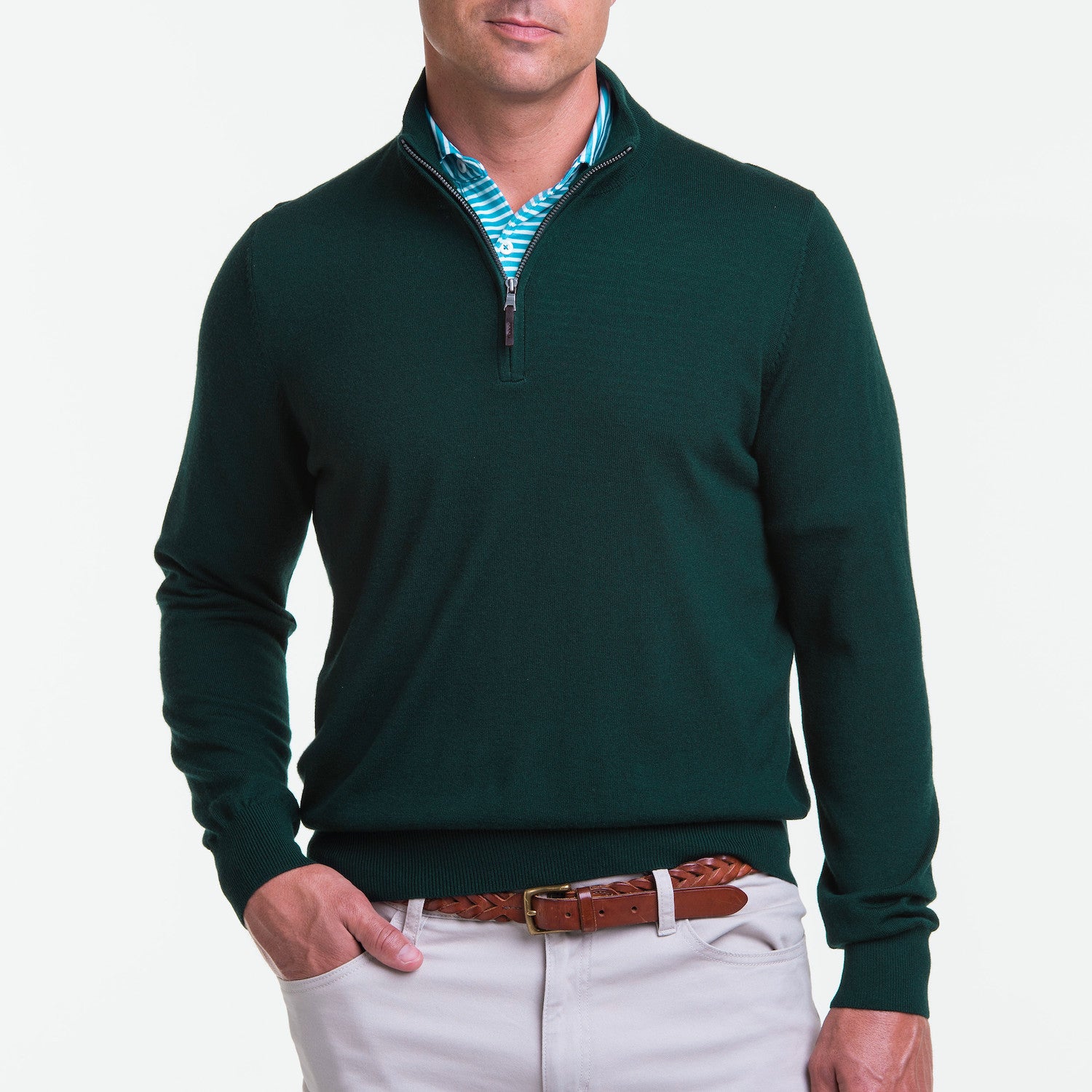 Baruffa Merino Long Sleeve 1/4 Zip Windshirt - BOTTLE