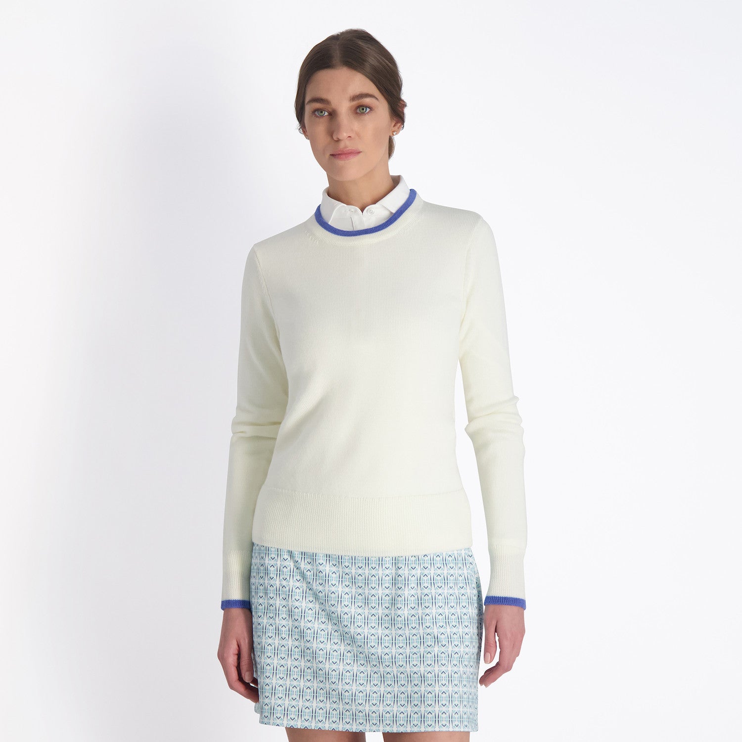 Jules Crew Sweater - WHITE/ISLAND BLUE
