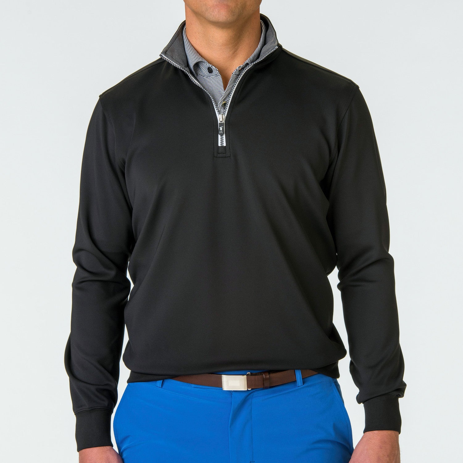 Caves Long Sleeve 1/4 Zip Pullover - BLACK/DARK SHADOW GREY HEATHER