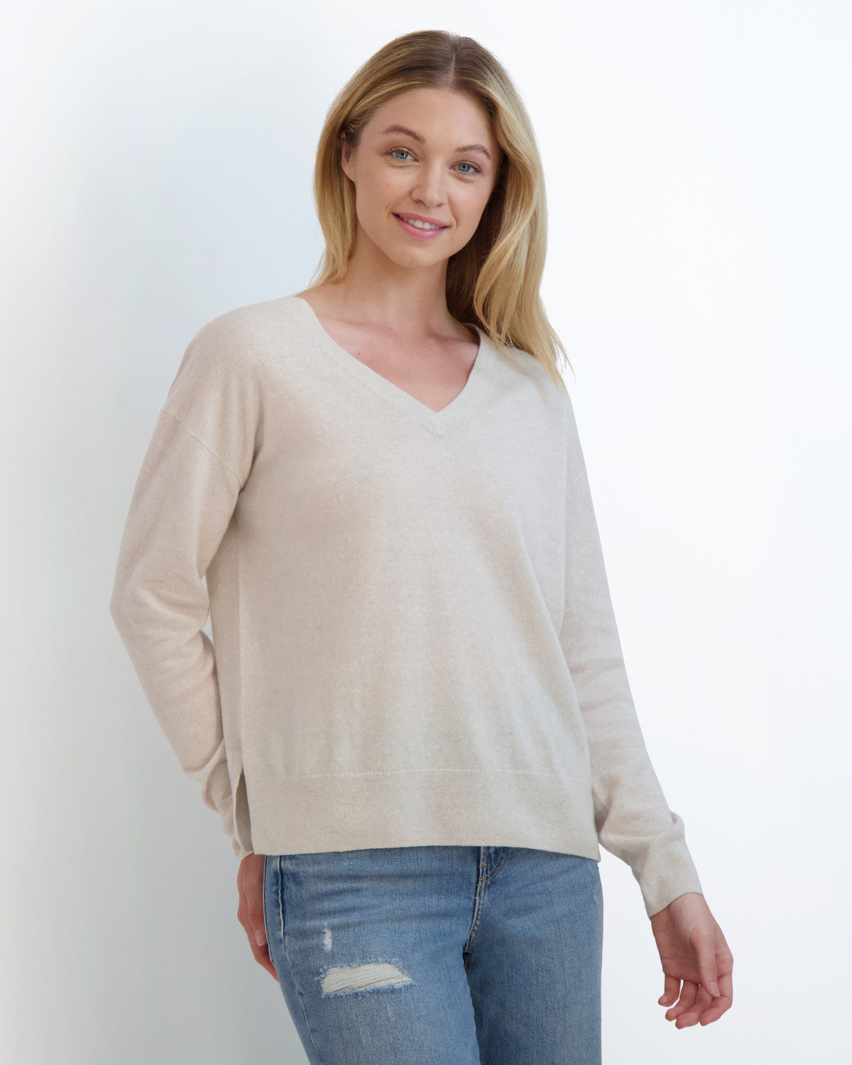 MAE CASHMERE LINEN V-NECK - DAZED