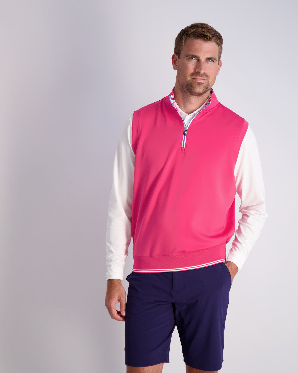 Neck Print Caves 1 4 zip vest - COSMO