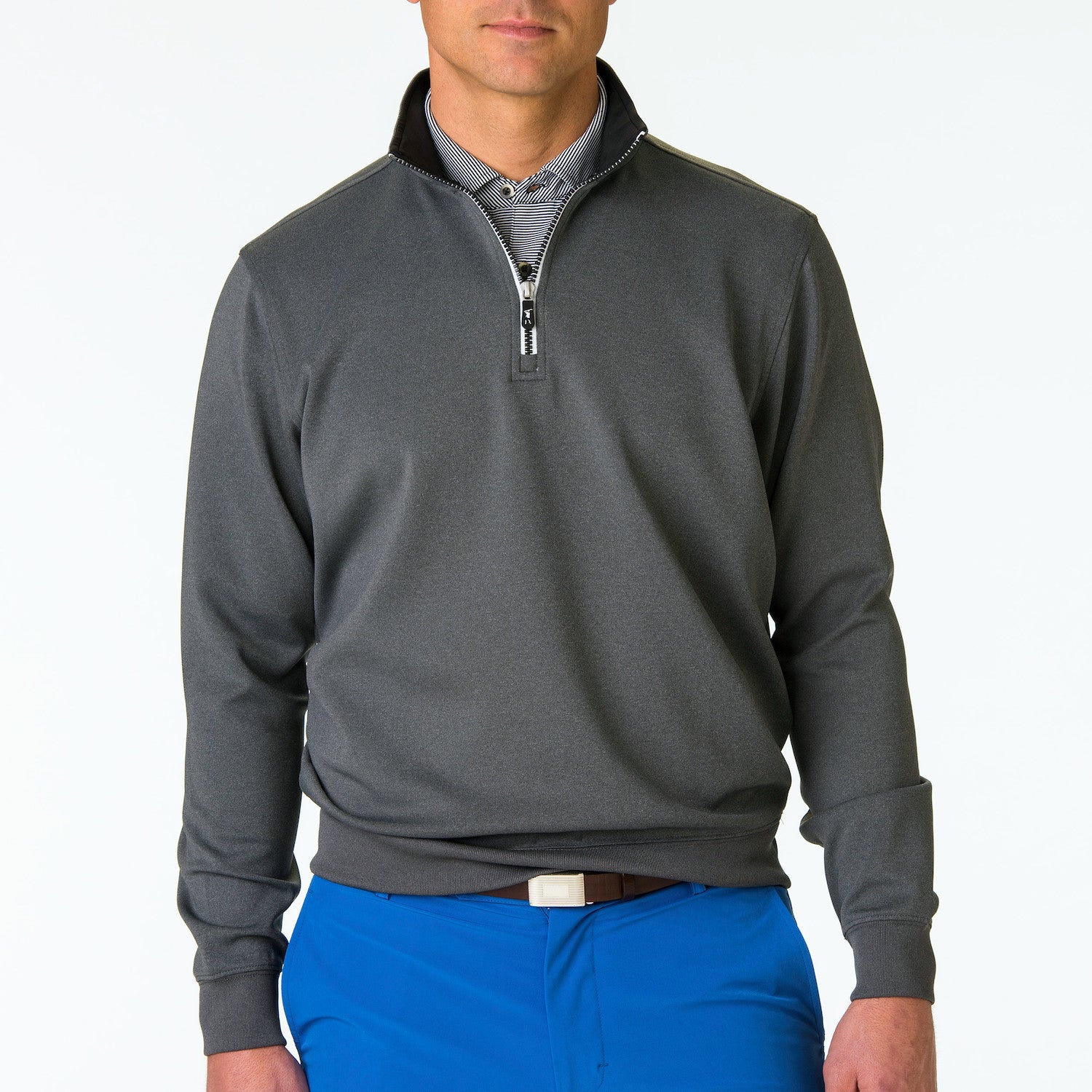 Caves Long Sleeve 1/4 Zip Pullover - DARK SHADOW GREY HEATHER