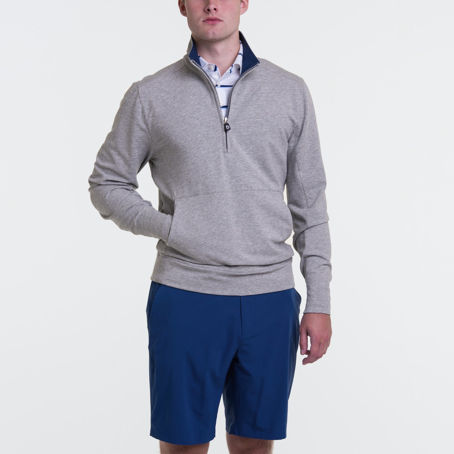 Russel Quarter Zip - GREY HEATHER/REGAL