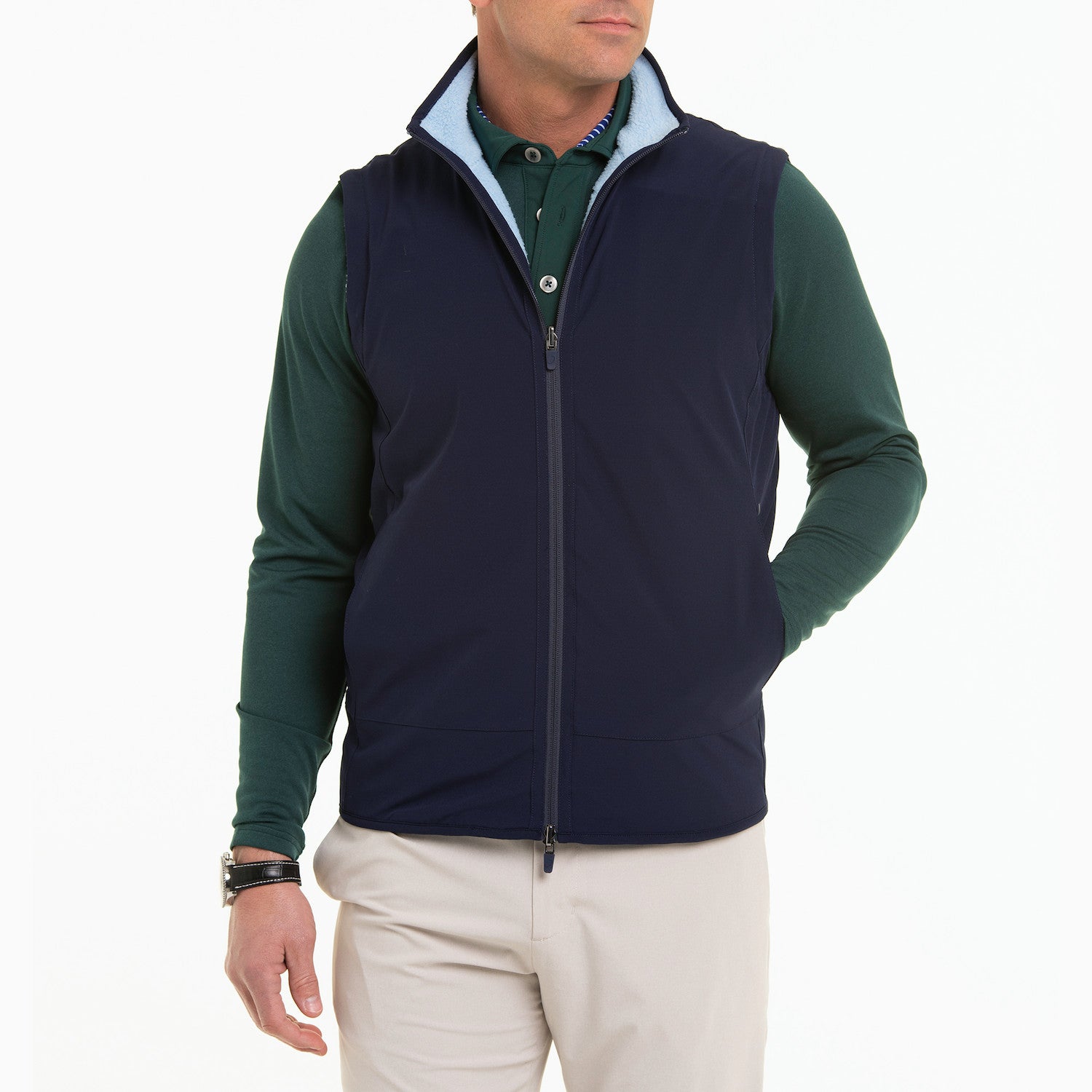 FLEECE HYBRID VEST - NAVY/SKYWAY