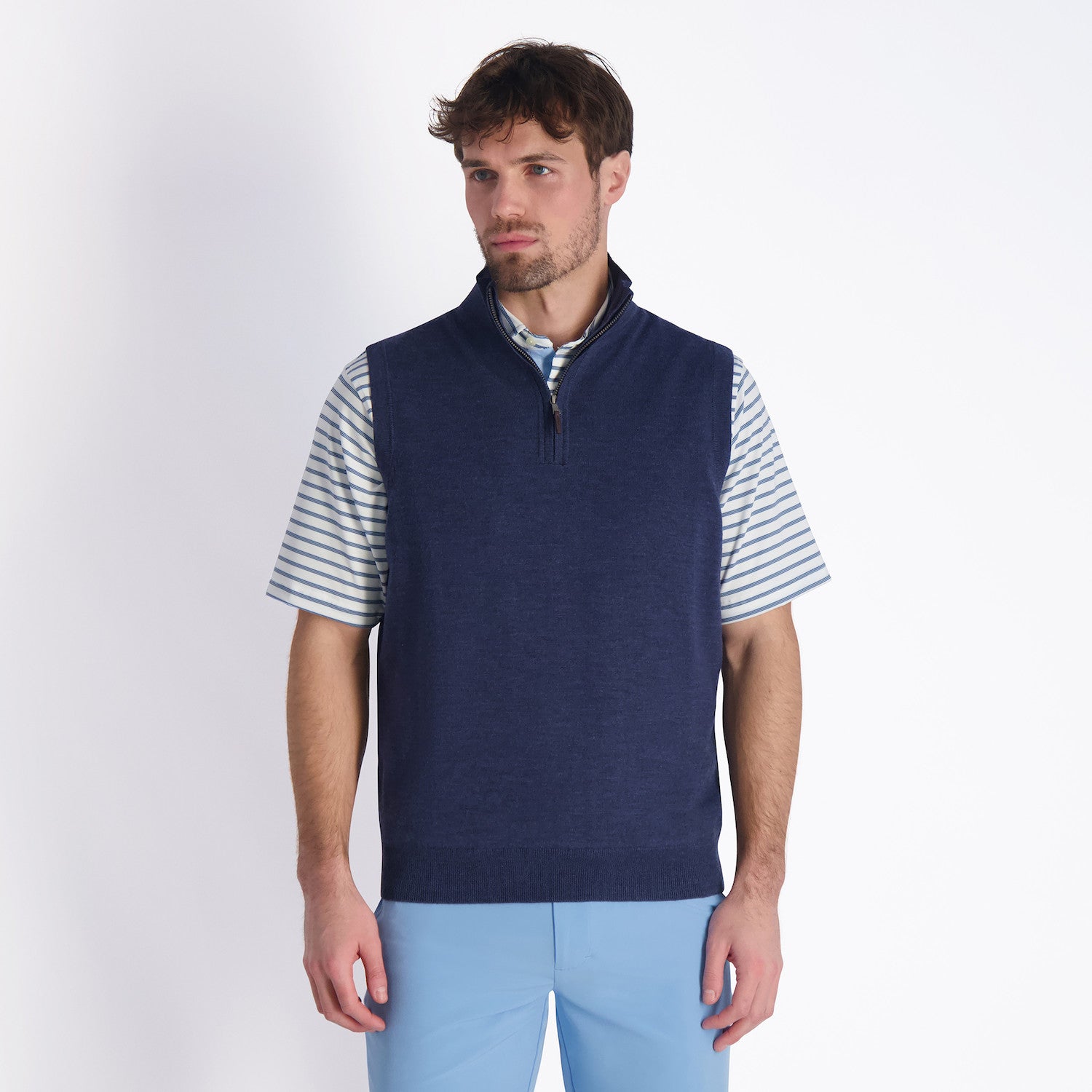 Baruffa Merino 1/4 Zip Windvest - UNION HEATHER