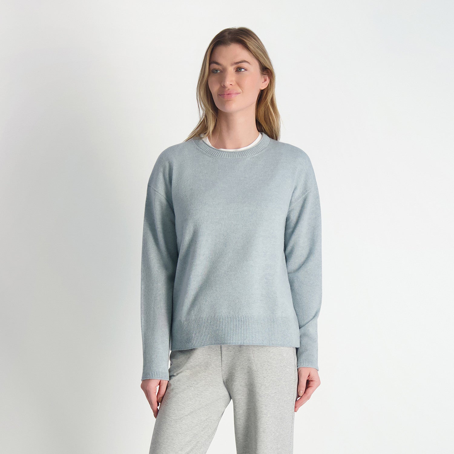 Whitney Cashmere Crew - TIDAL HEATHER