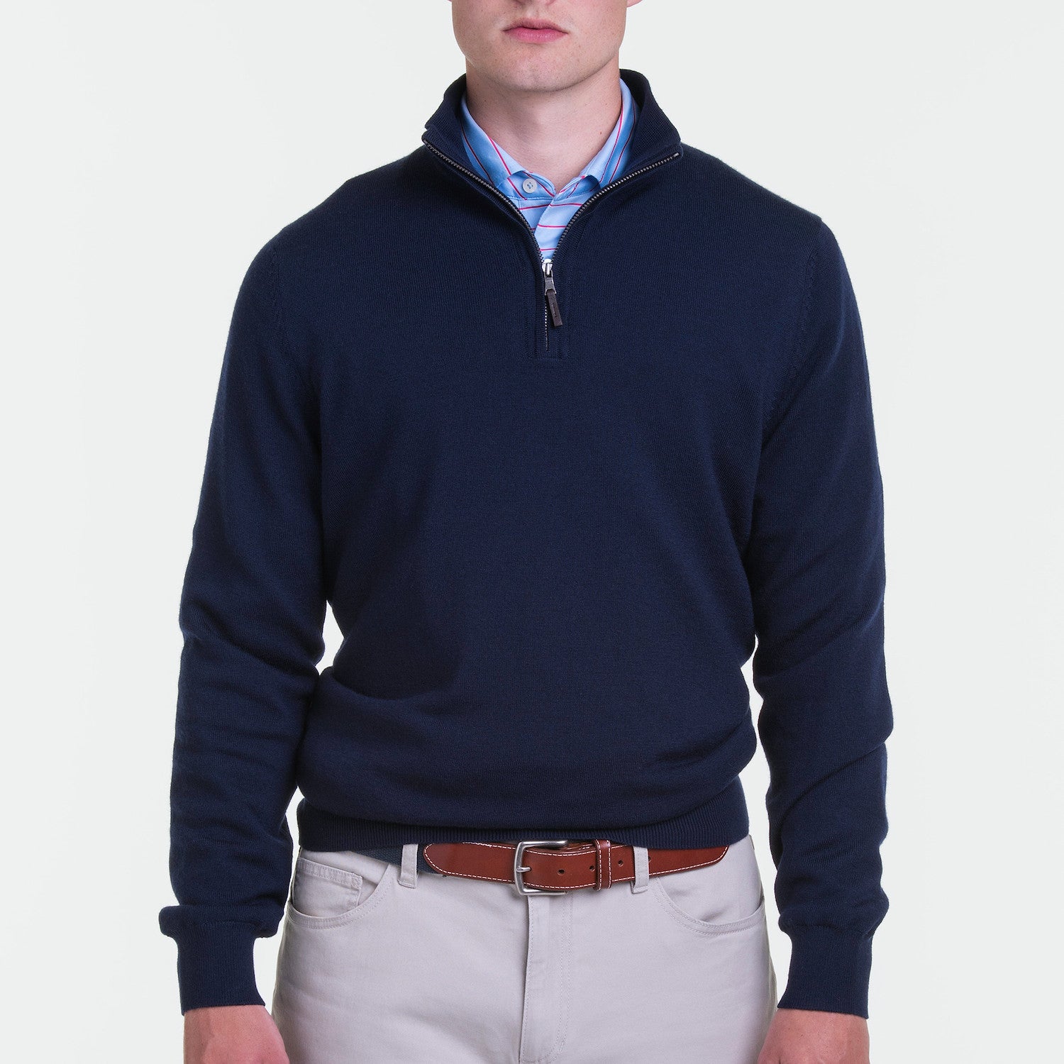 Baruffa Merino Long Sleeve 1/4 Zip Windshirt - NAVY