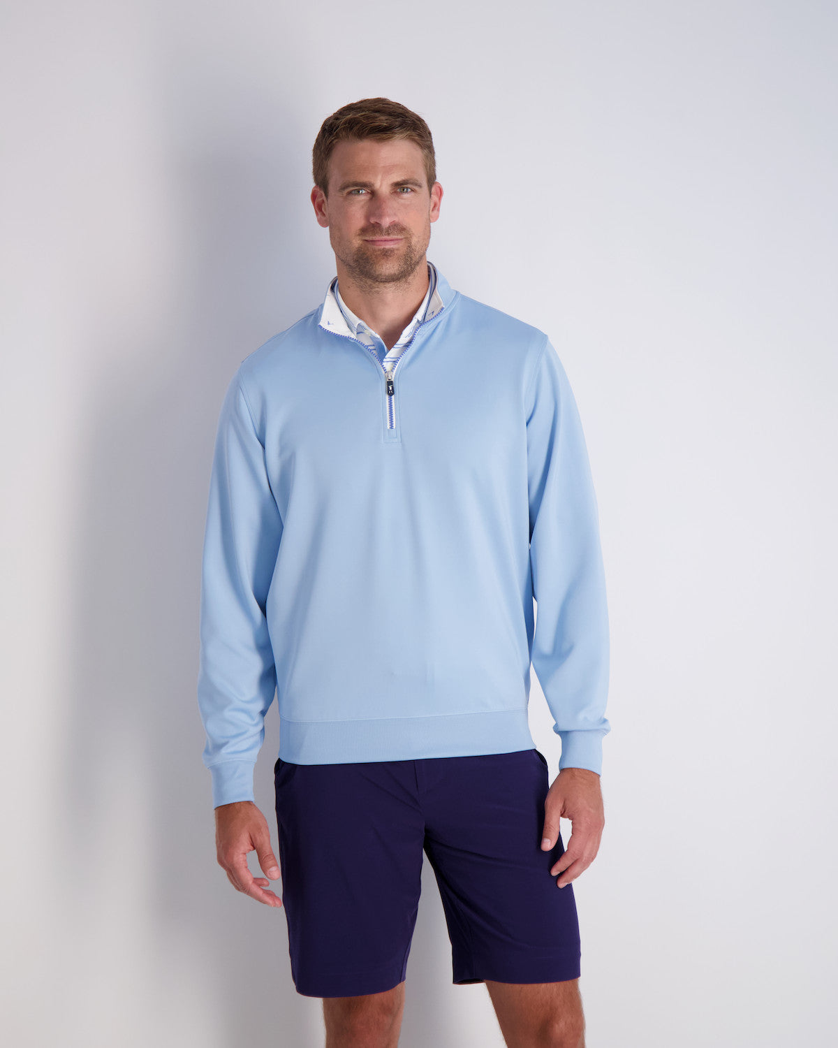 Caves Long Sleeve 1/4 Zip Pullover - BLUFF/WHITE