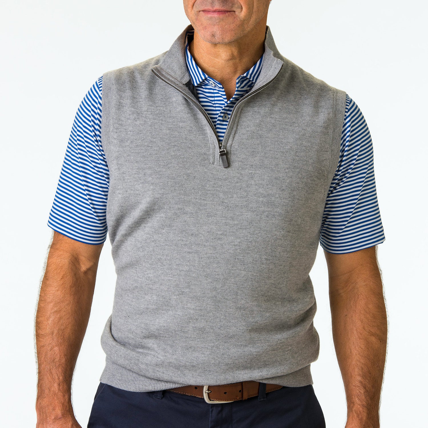 Baruffa Merino 1/4 Zip Windvest - LIGHT CHARCOAL