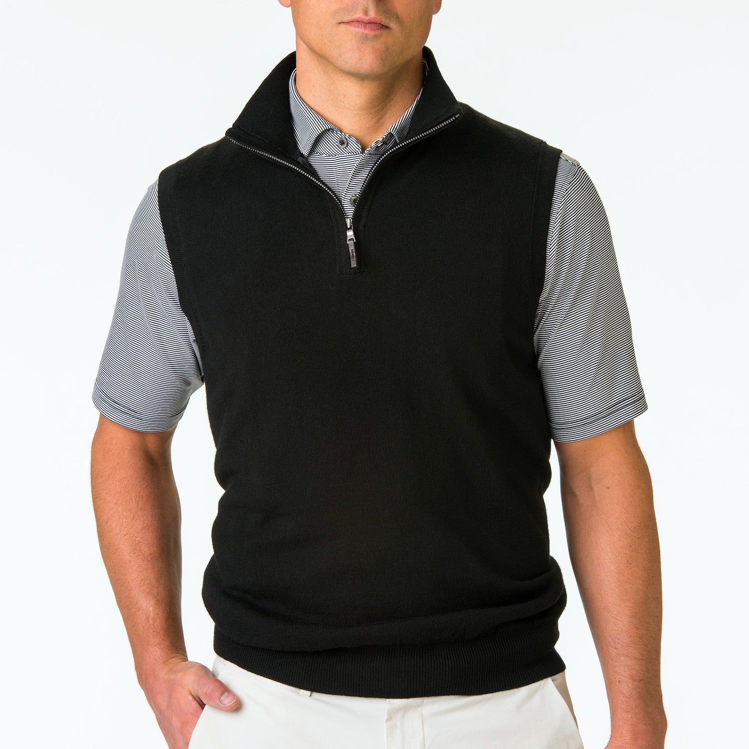 Baruffa Merino 1/4 Zip Windvest - BLACK