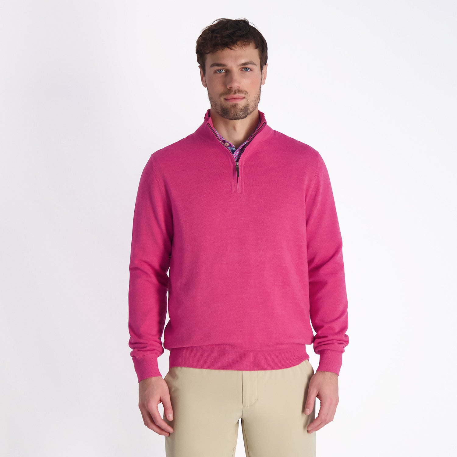 Baruffa Merino Long Sleeve 1/4 Zip Windshirt - ROSE HEATHER