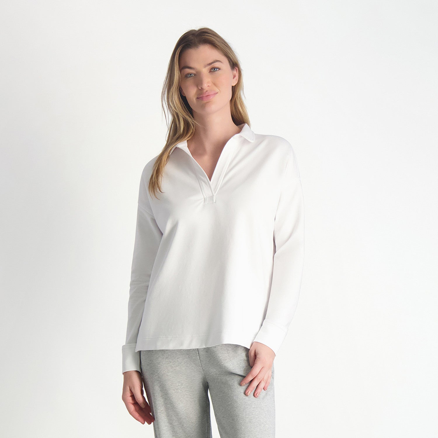 Elizabeth Polo Sweatshirt - WHITE