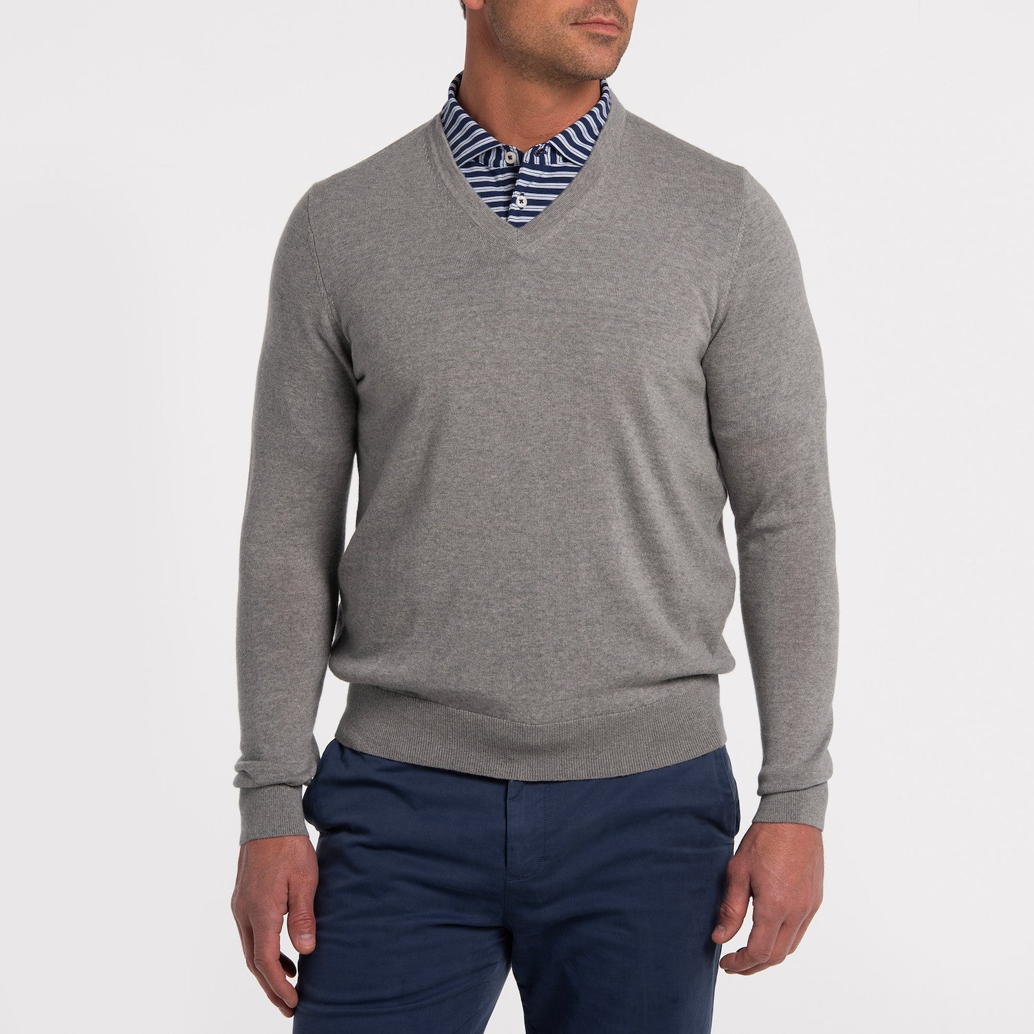 Oshane Merino V neck - GREY HEATHER